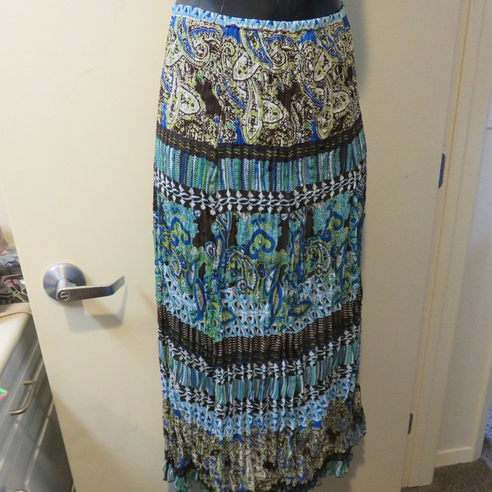 JPR MIDI SKIRT/ LARGE/ KRINKLED POLYESTER/ PAISLEY